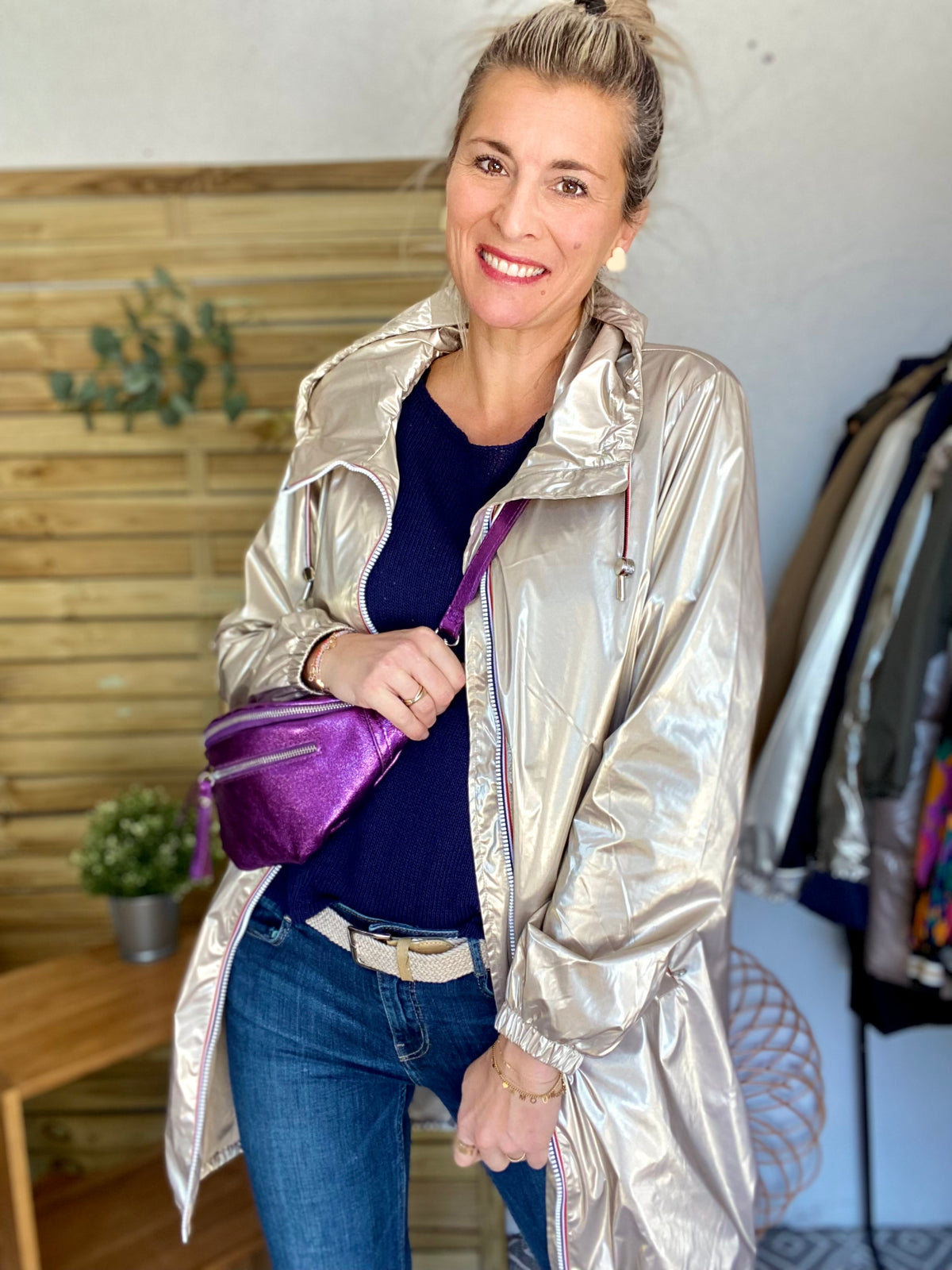 Imperméable mi-saison doublé SOLINE LONG - Doré - LAURA JO - FIN DE SÉRIE