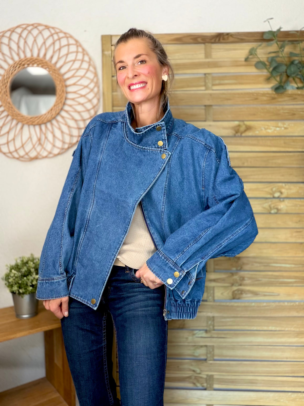 ⚡️ ARRIVAGE • Veste en jean oversized col montant ARIANE