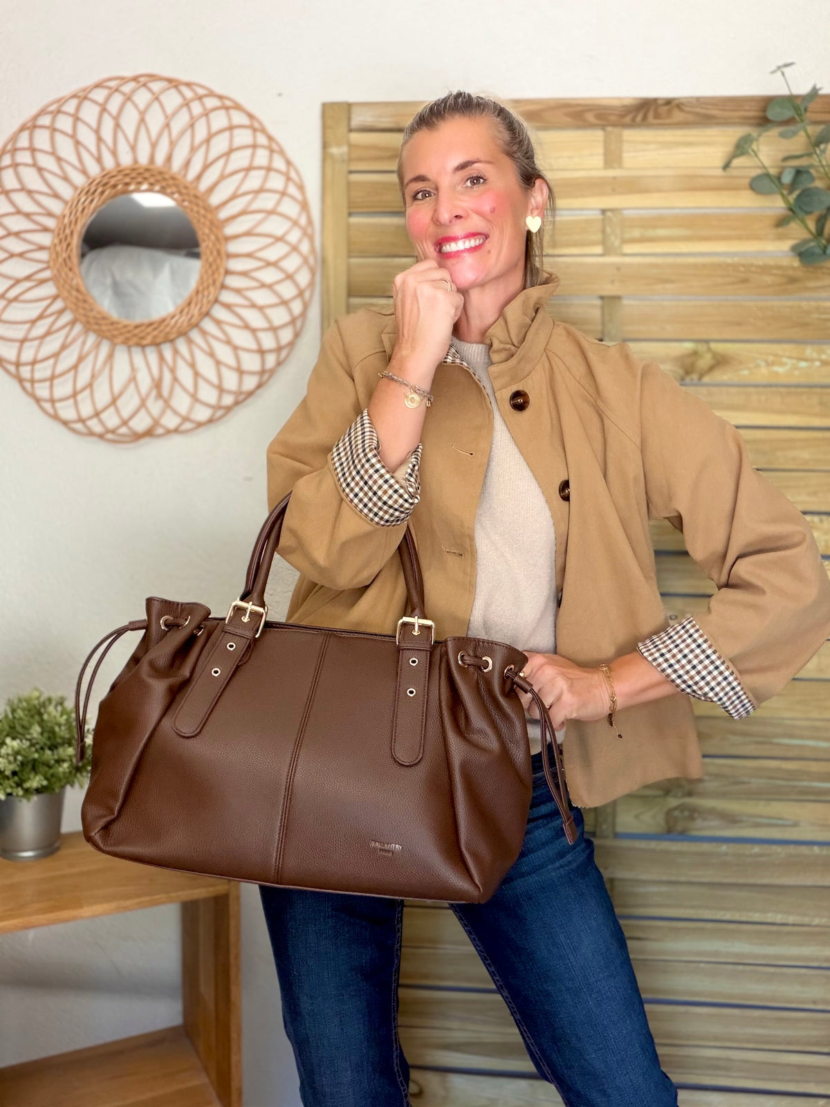 Sac cabas XL simili cuir CLÉA Chocolat