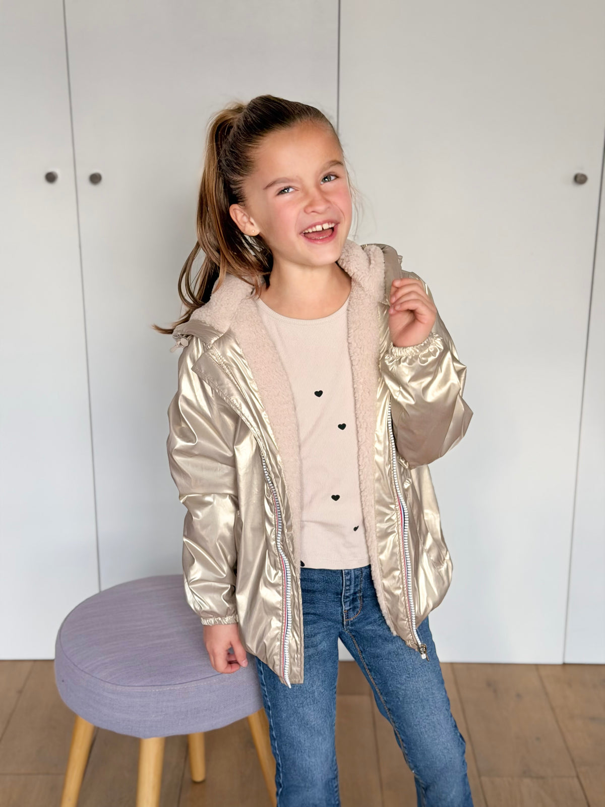 LAURA JO - Parka Imperméable mixte LOUIS.E KIDS Sherpa - Doré