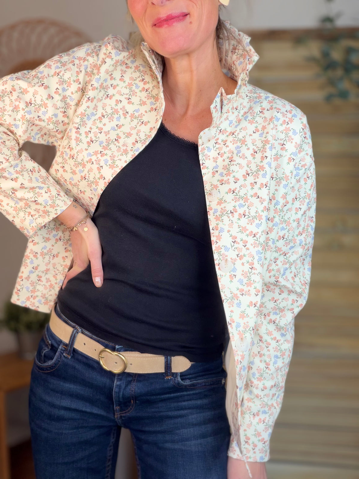 Veste col victorien NICKY Fleurie - FIN DE SÉRIE
