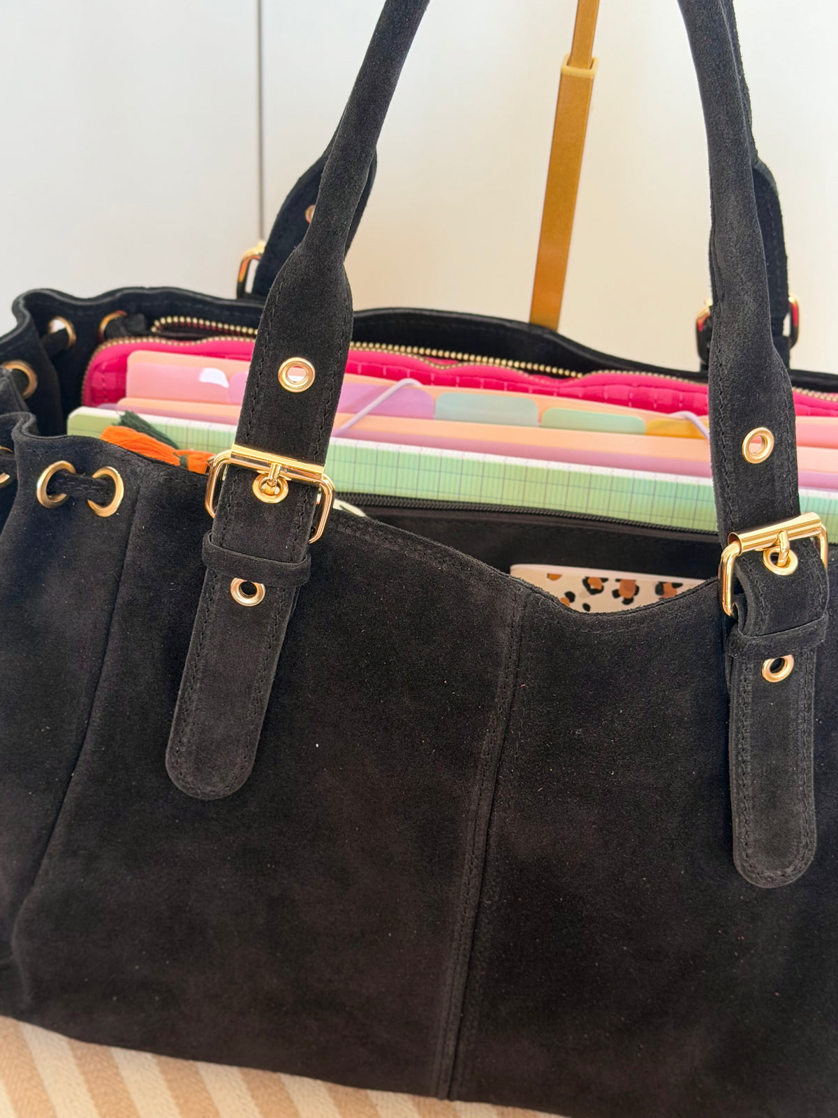 Sac cabas XL en cuir daim • JASPER Noir