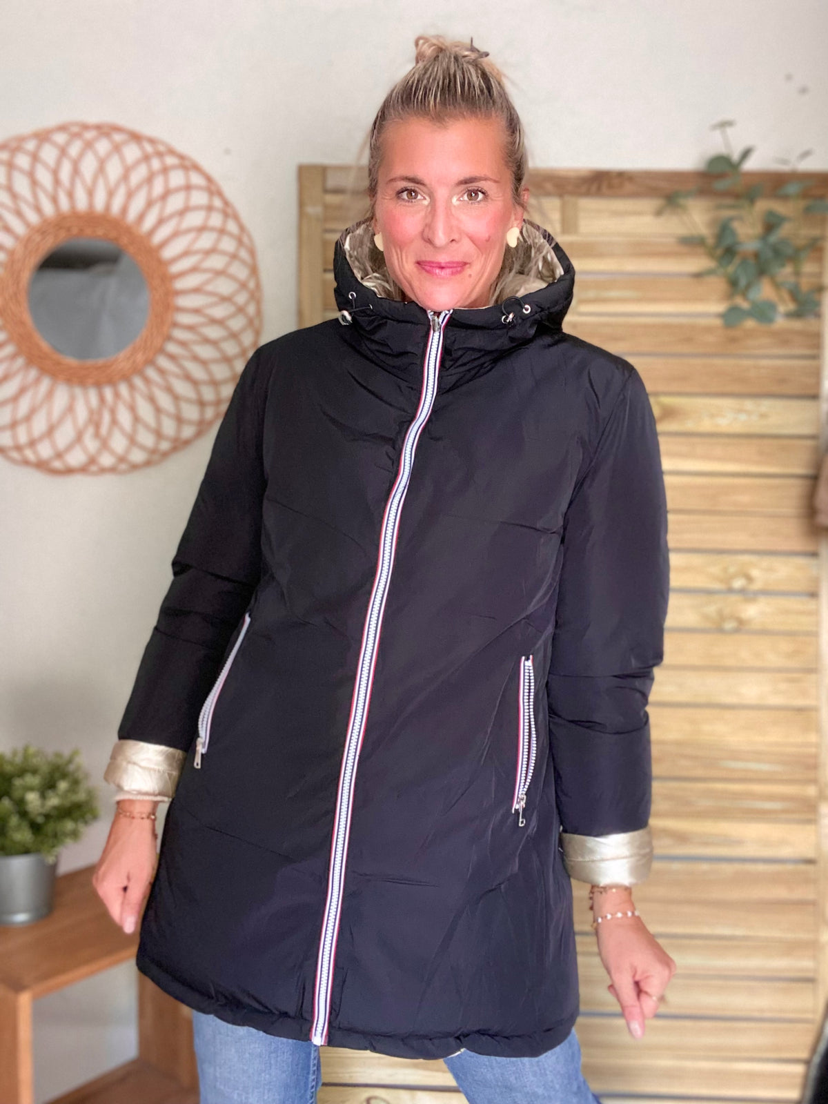 Doudoune imperméable réversible ANGÈLE LONG - Noir - MELYA MELODY