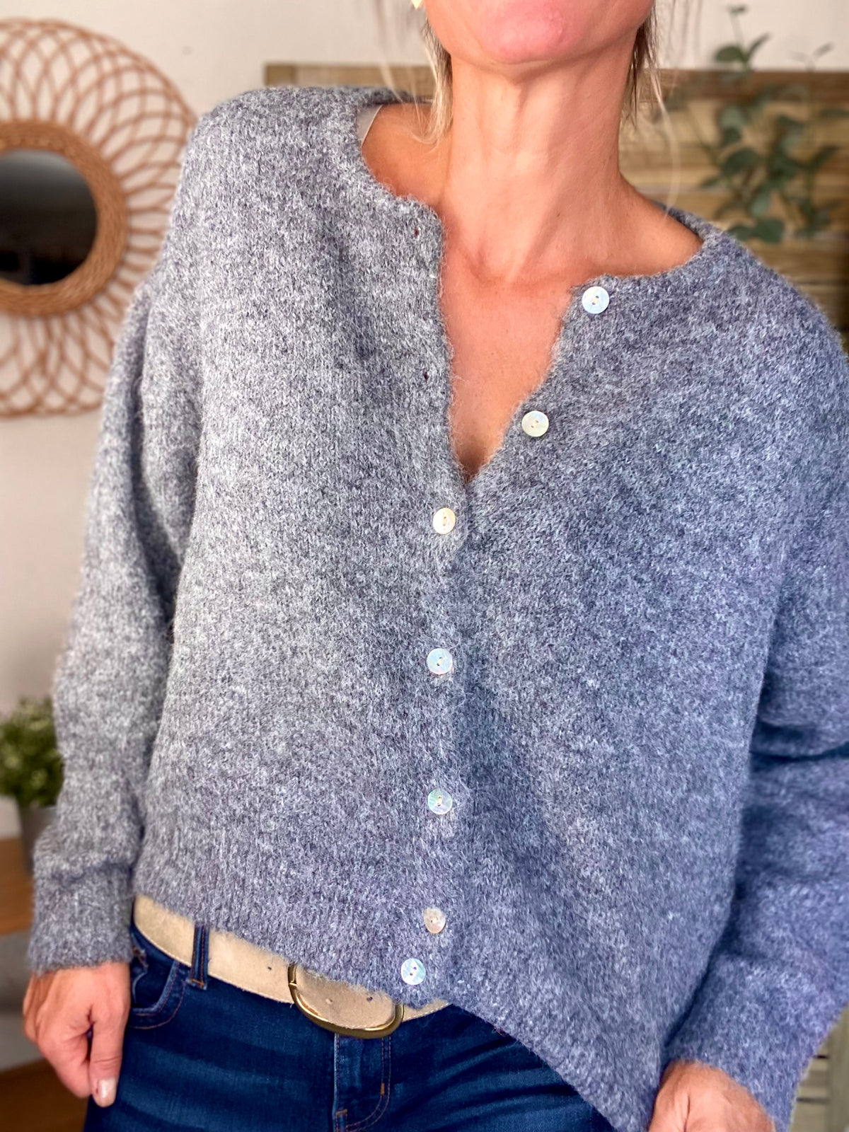 Gilet en maille SYDNEY - Gris chiné