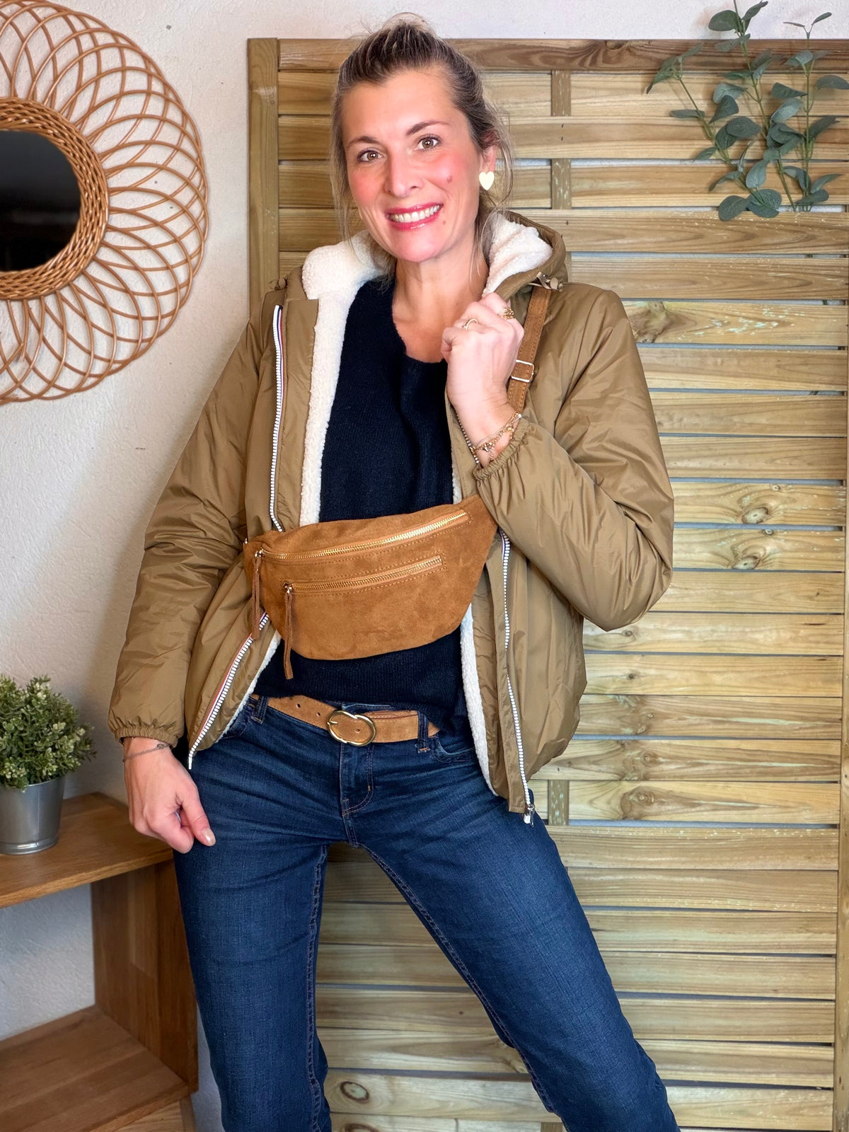 LAURA JO - Parka Imperméable LOUISE COURT sherpa - Camel