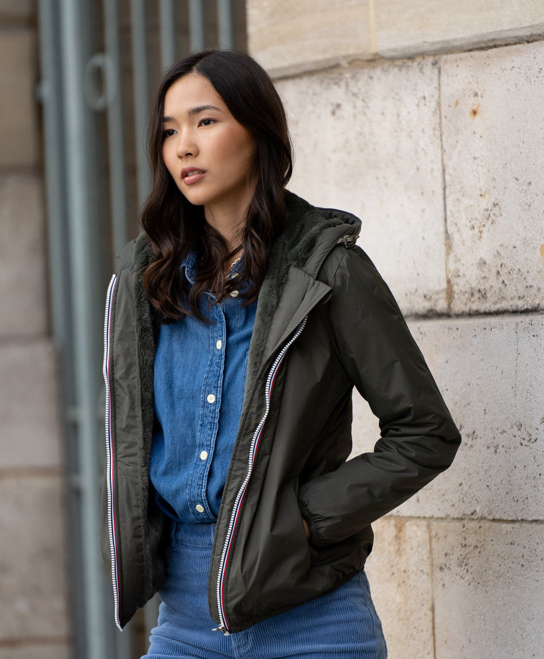 LAURA JO - Parka Imperméable LOUISE COURT fourré - Kaki