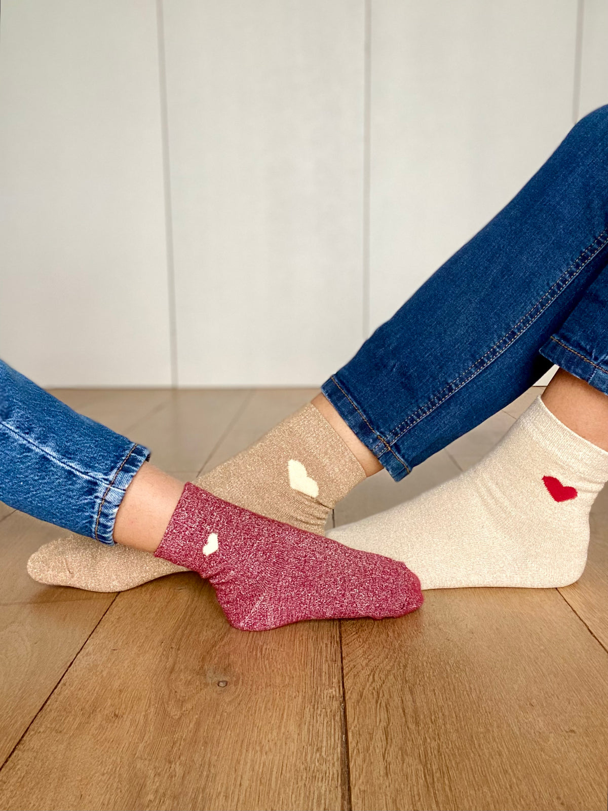 Chaussettes scintillantes glitter ZAHO - Coeur