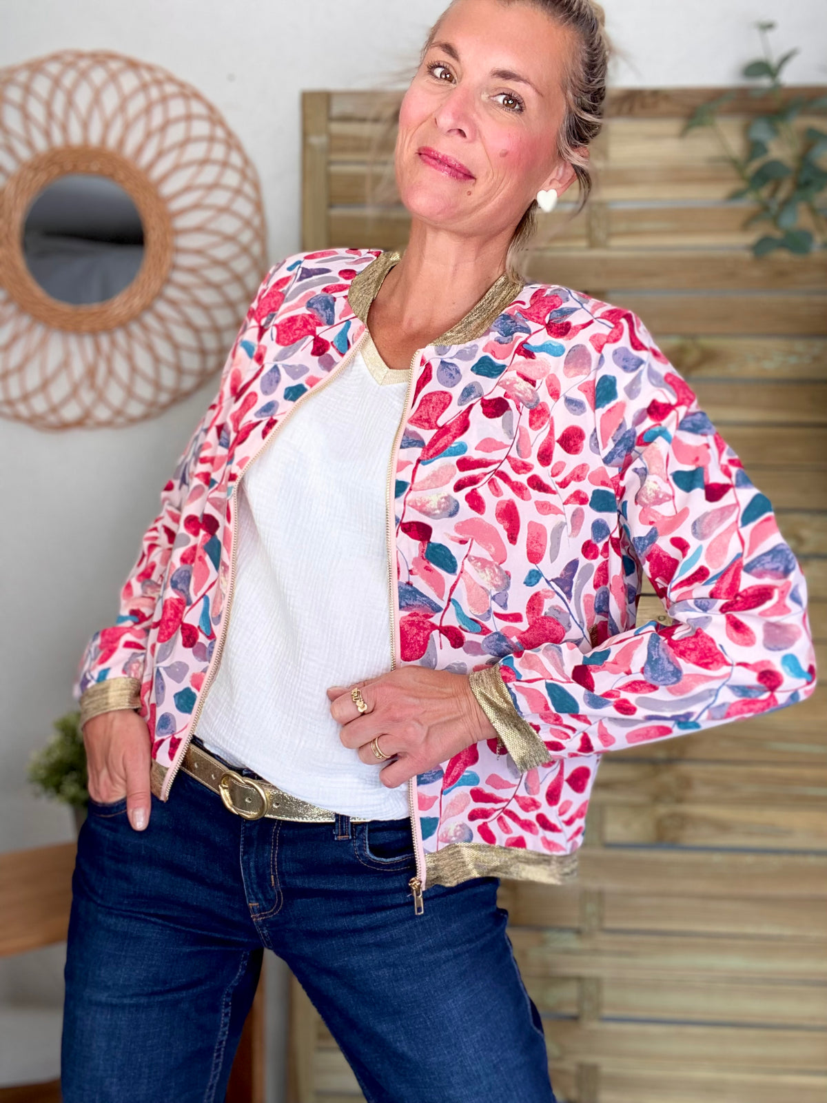 Veste bombers EULALIE - imprimé aquarelle
