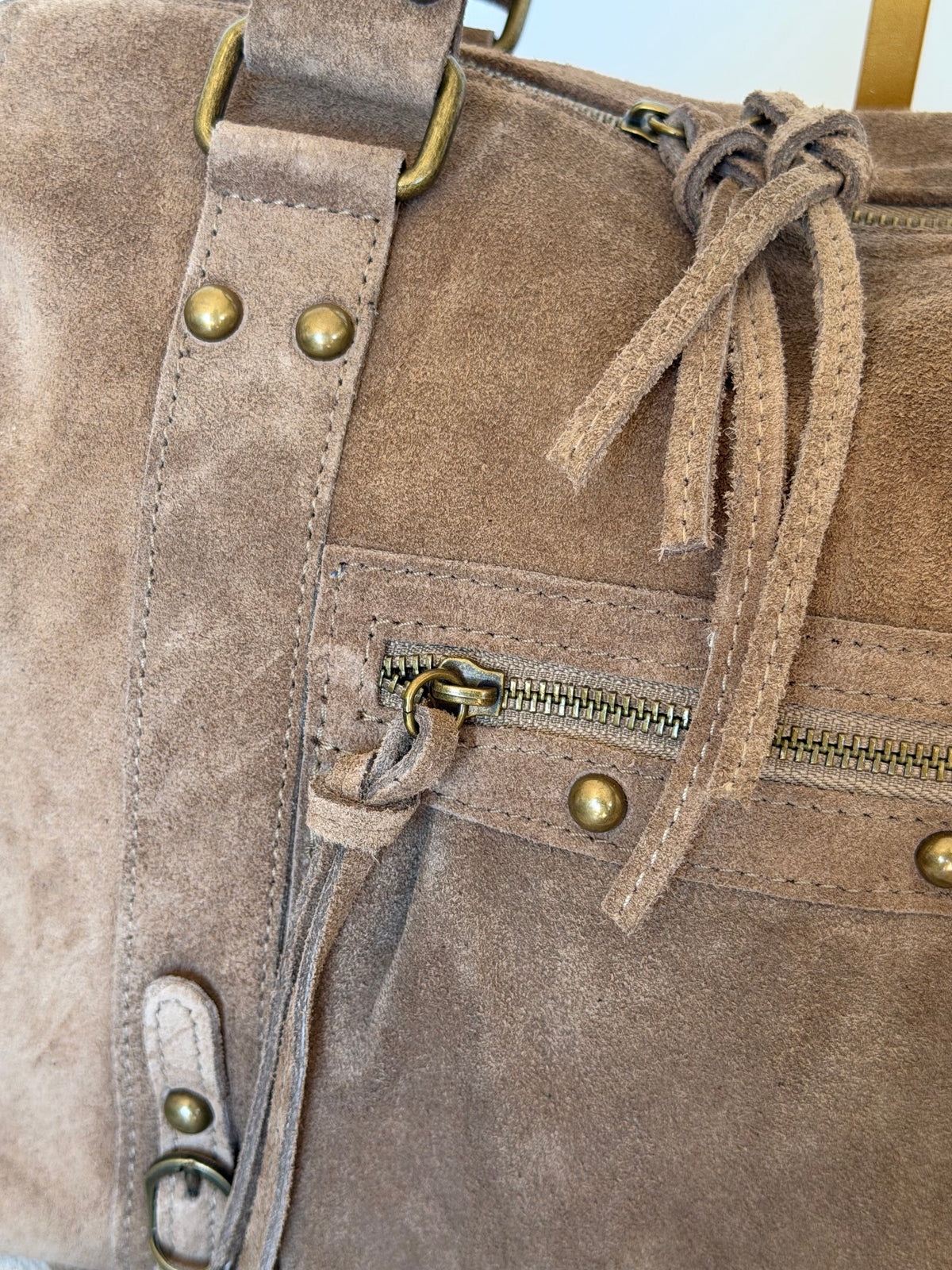 Sac cabas XL en cuir daim • HUNTER Taupe
