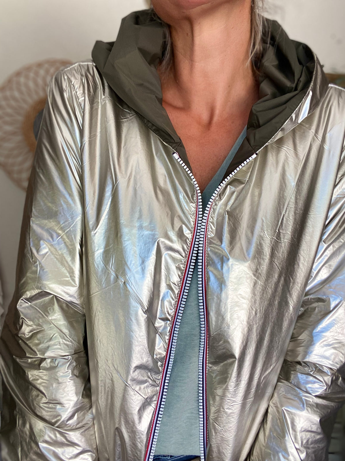 LAURA JO - Imperméable réversible rembourré LOUISON LONG - Kaki/Doré