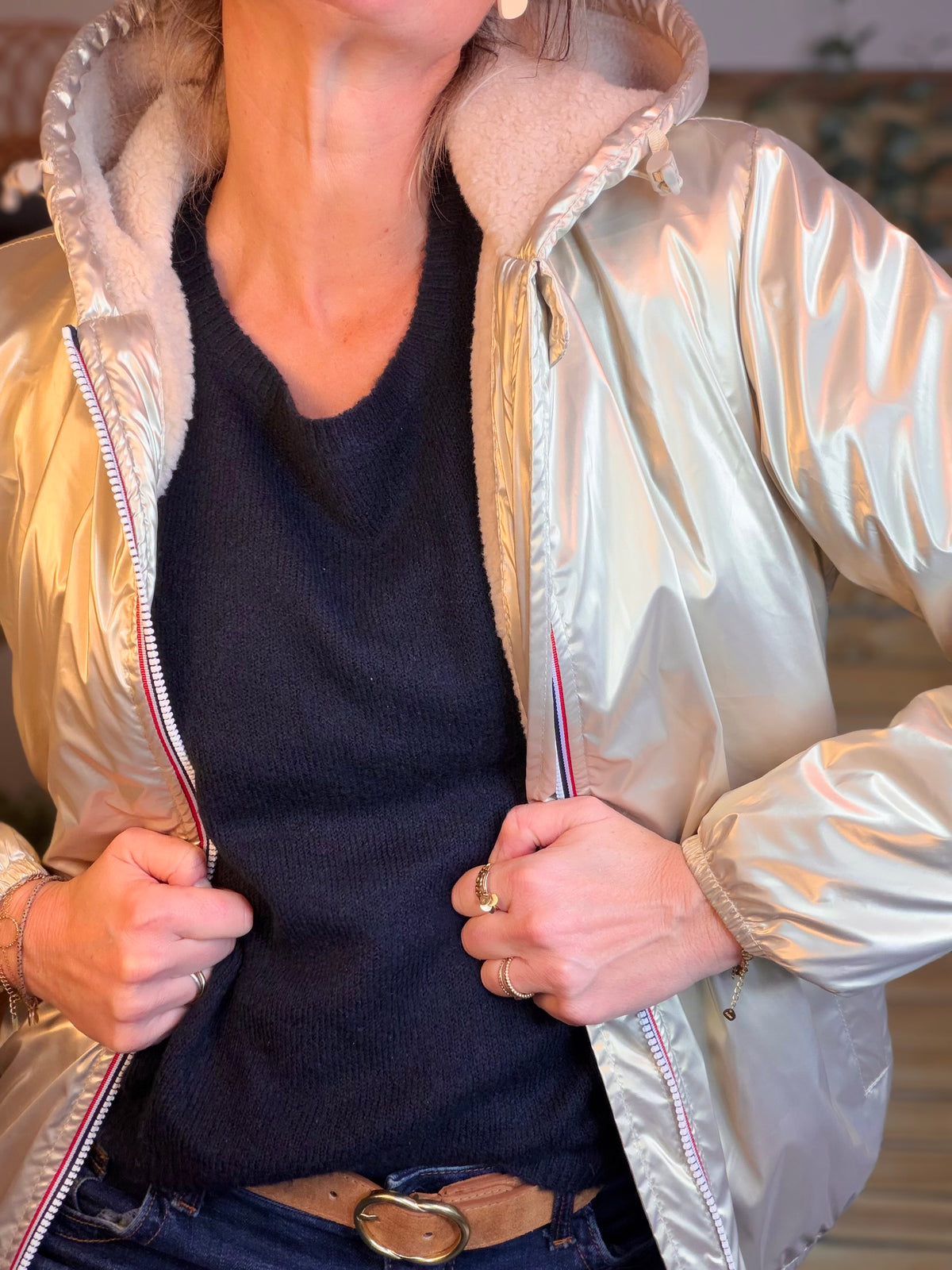 LAURA JO - Parka Imperméable LOUISE COURT sherpa - Doré