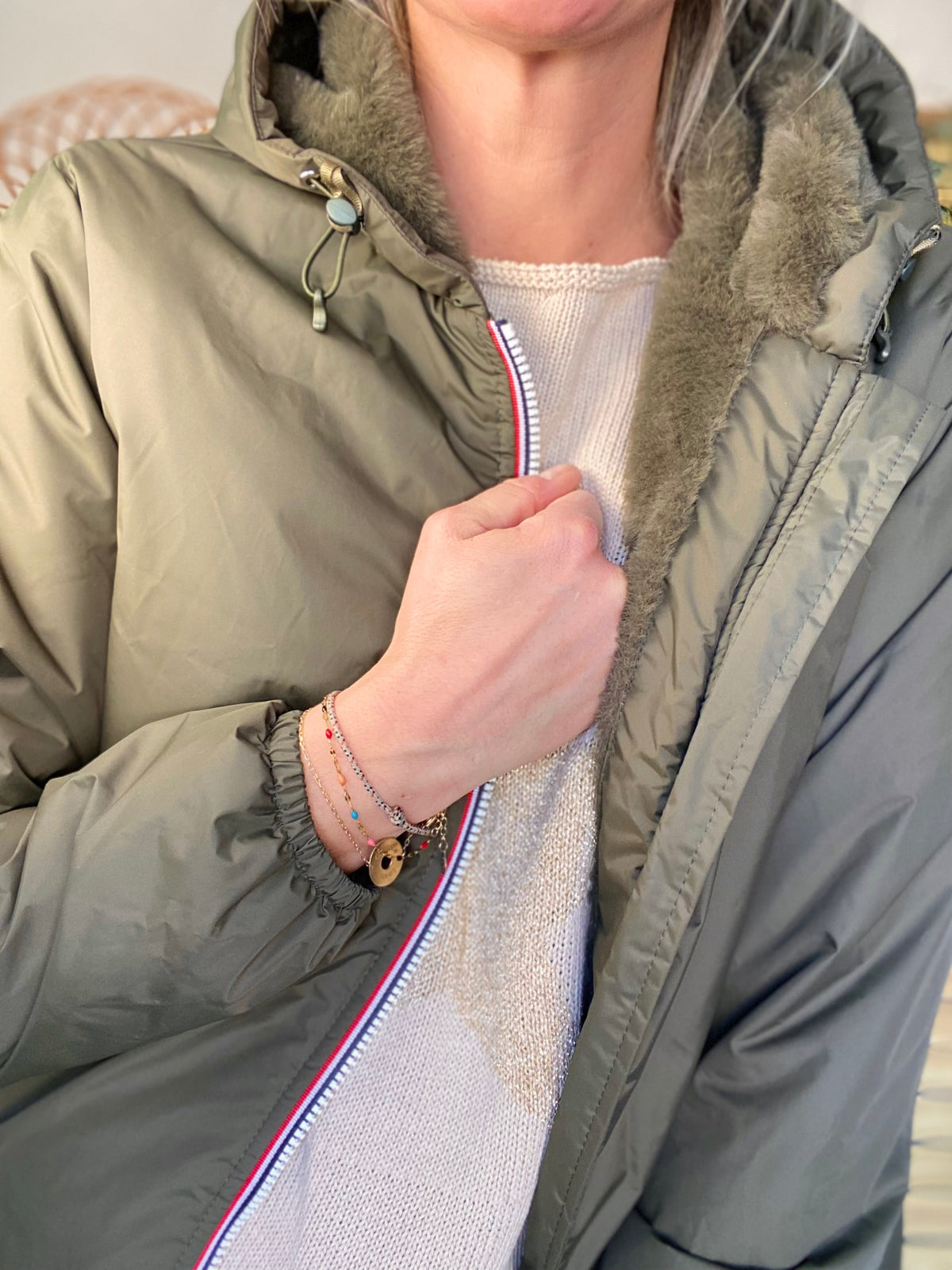 LAURA JO - Parka Imperméable LOUISE LONG fourré - Kaki
