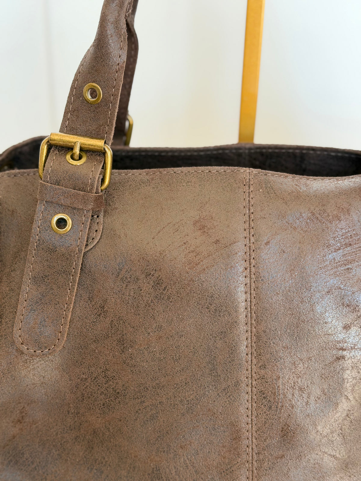 Sac cabas XL en cuir vieilli • COOPER Chocolat