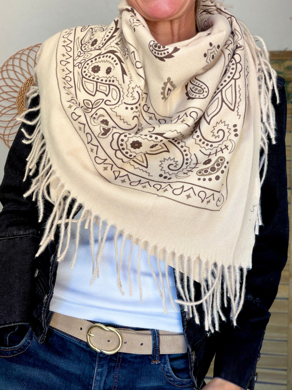 Écharpe Bandana Beige