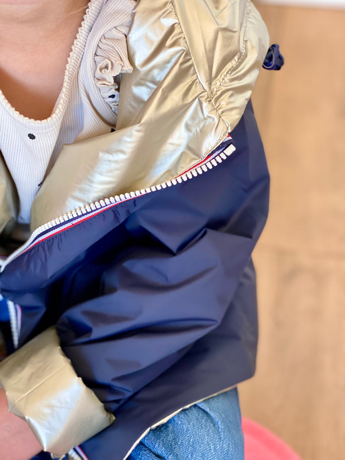 Imperméable réversible rembourré LOUISON KIDS enfant (mixte) - Bleu Marine / Doré