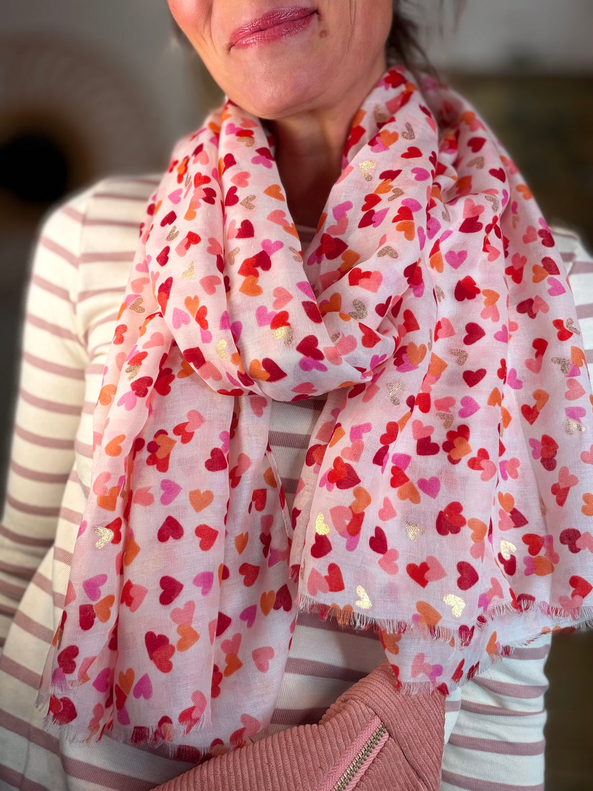 Foulard Cœurs SIGRID - Rouge Rose ❤️💛🩷
