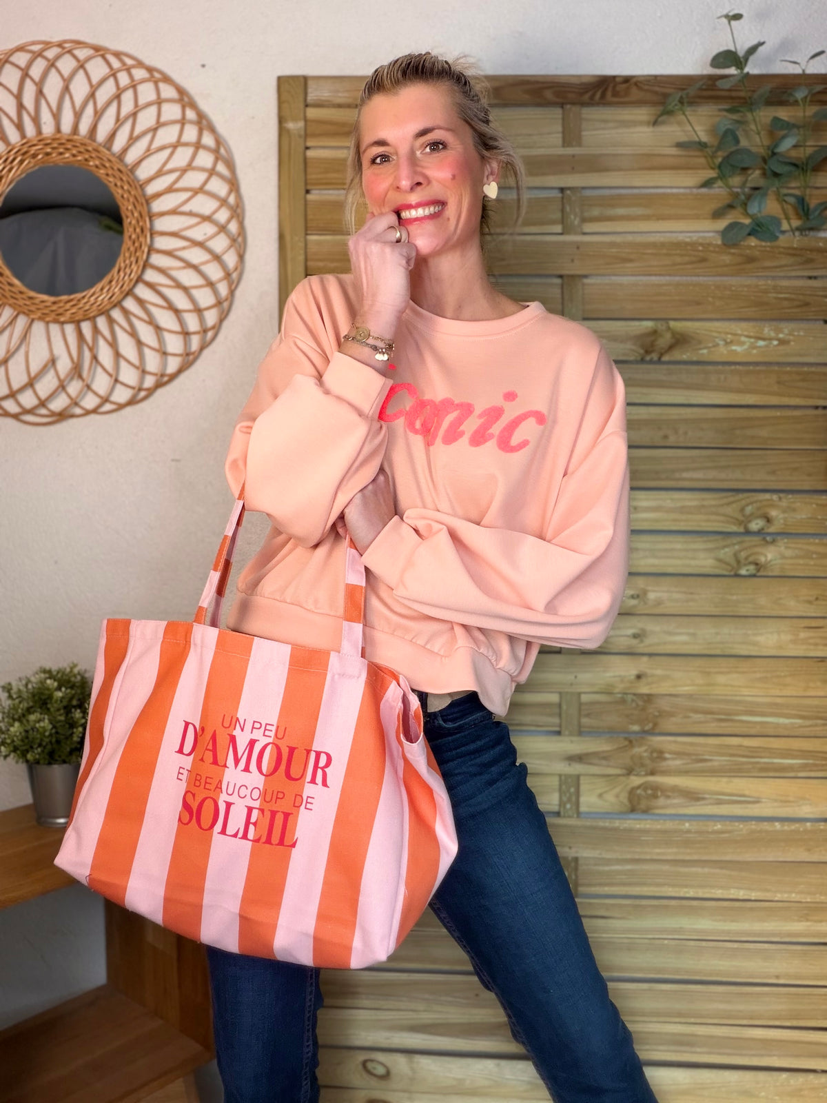 Grand cabas Tote bag Amour / Soleil ELSY
