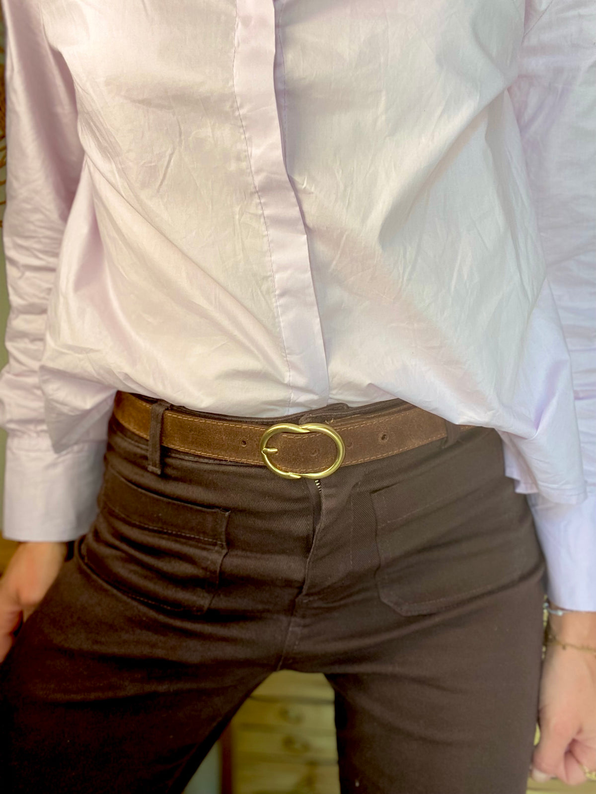 Ceinture boucle laiton - ANGIE - Chocolat