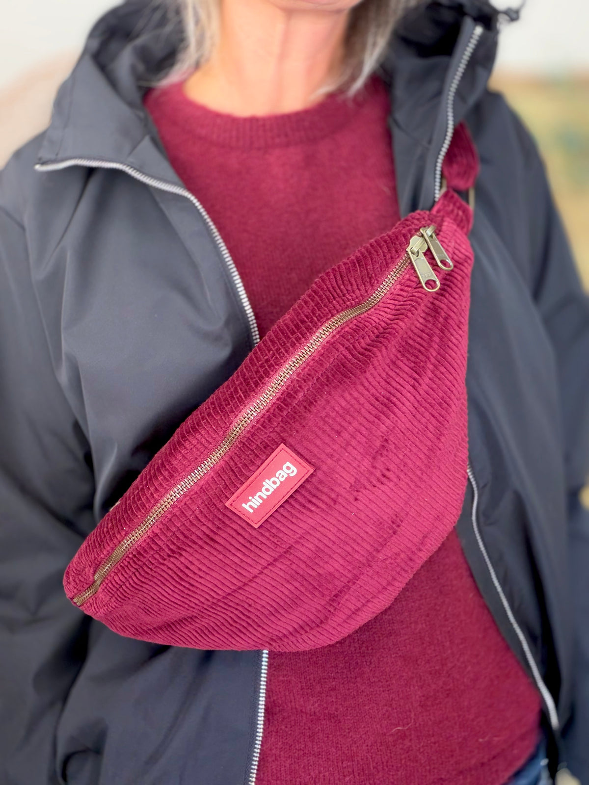 HINDBAG SASHA - Sac banane Velours Bordeaux
