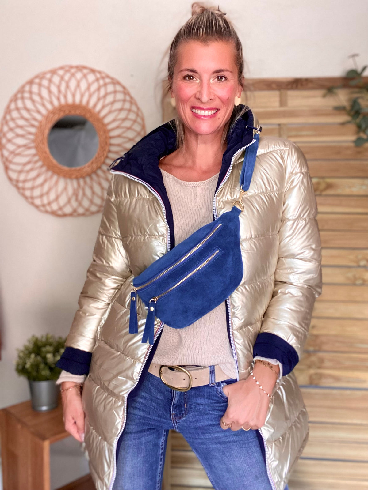 Doudoune imperméable réversible ANGÈLE LONG - Bleu marine - MELYA MELODY
