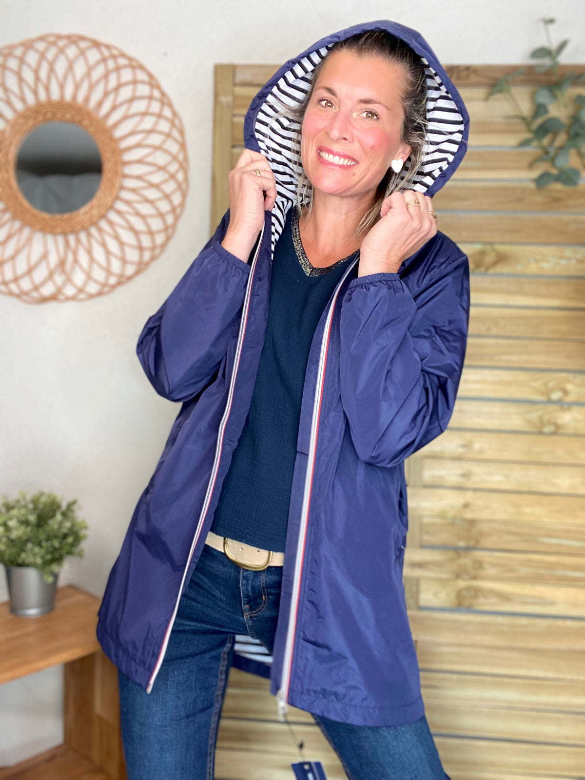 Imperméable doublé unisexe CÉLESTE - LE PETIT BRETON - Bleu Marine (taille petit) - FIN DE SÉRIE