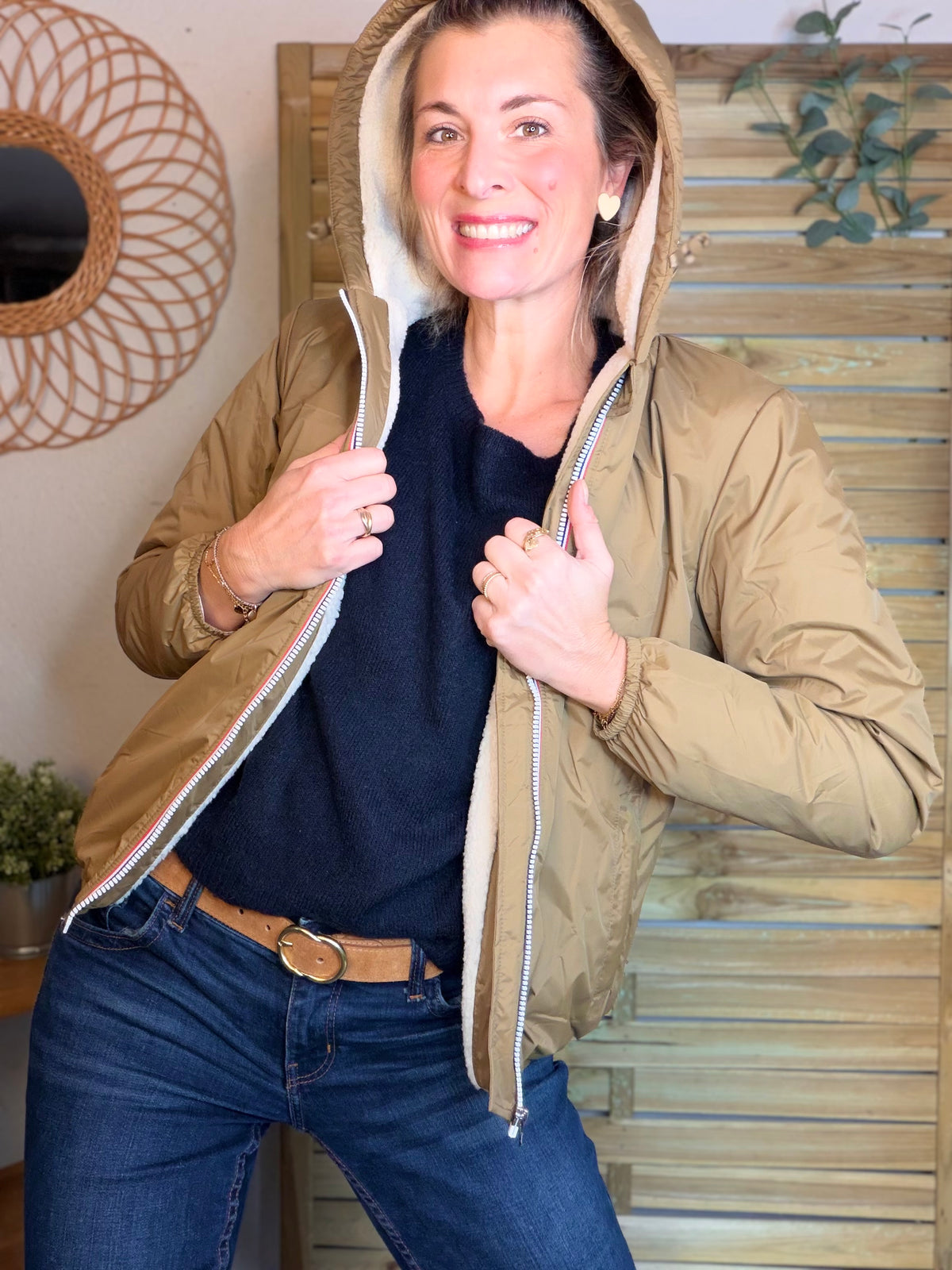 LAURA JO - Parka Imperméable LOUISE COURT sherpa - Camel