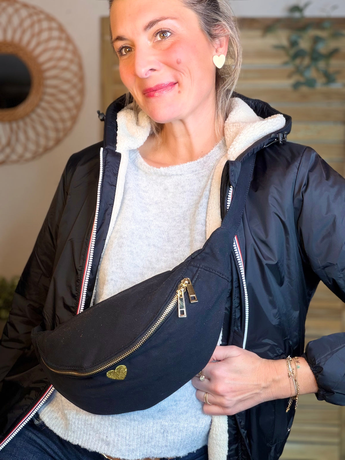 LAURA JO - Parka Imperméable LOUISE COURT sherpa - Noir - LAURA JO • DESTOCKAGE sur Taille L