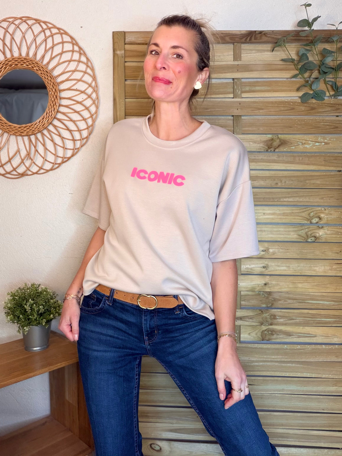 Tee shirt ICONIC matière sweat - THÉA Beige