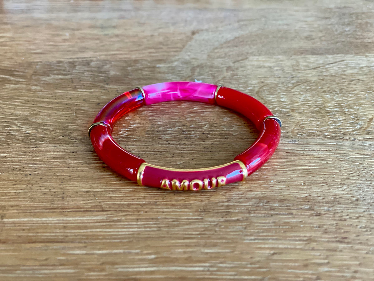 Bracelet élastique en résine multicolore Amour - ELLA (12 coloris au choix)