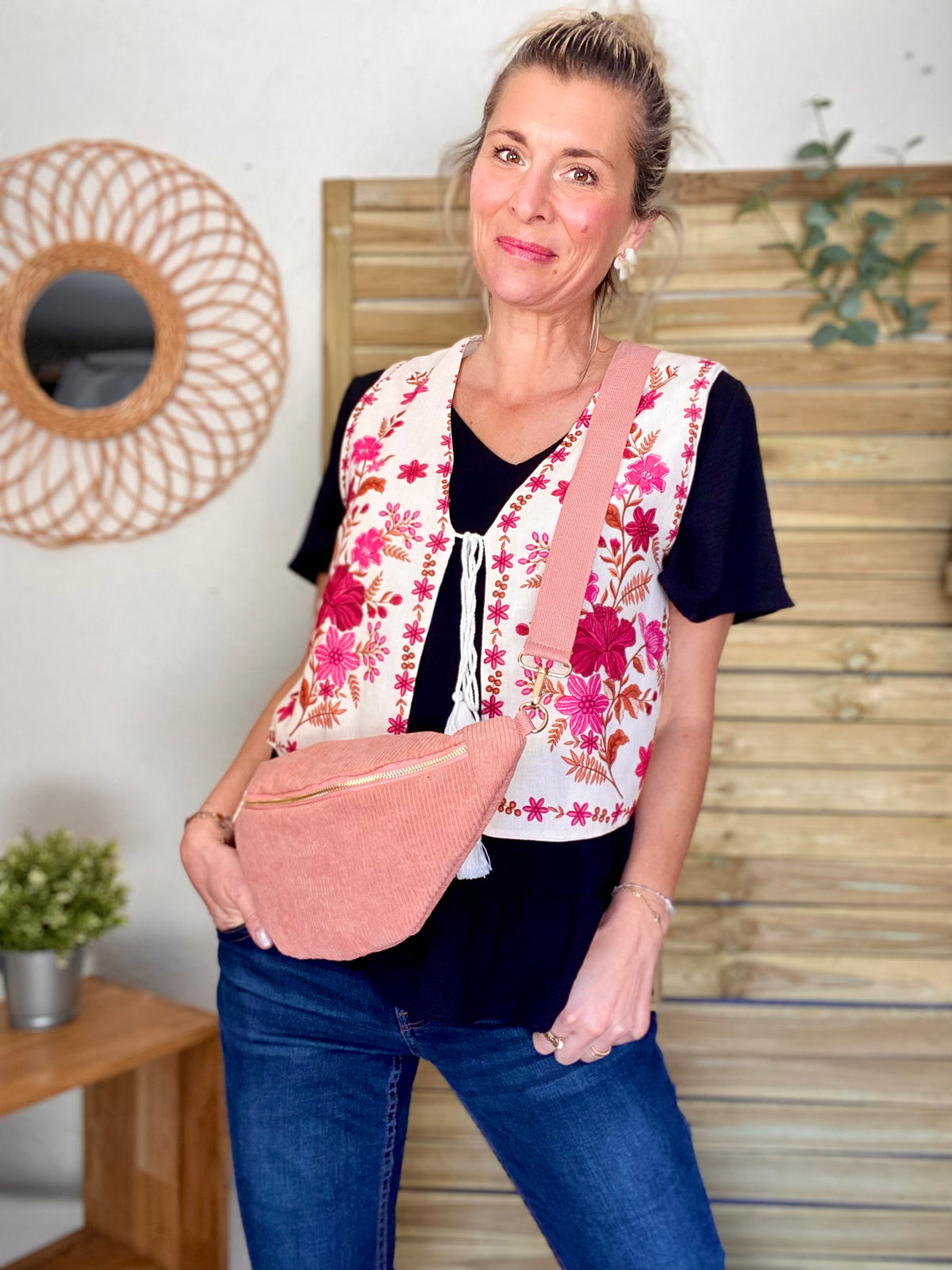 Sac banane XL velours côtelé Ciao Boum - IVY - Rose (20 coloris)
