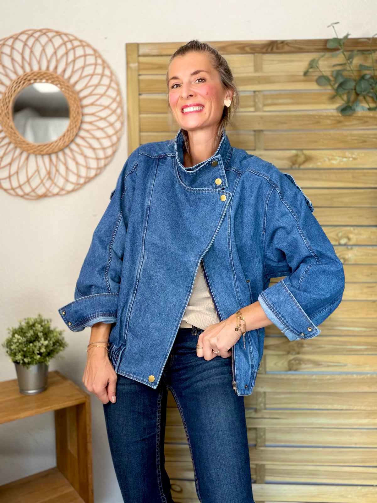 ⚡️ ARRIVAGE • Veste en jean oversized col montant ARIANE