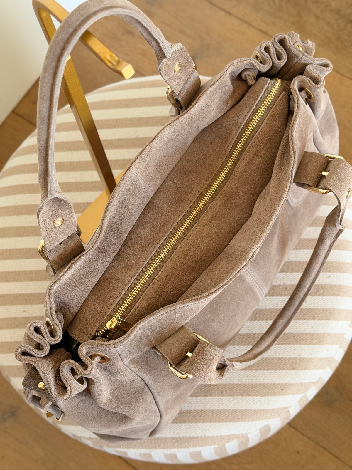 Sac cabas XL en cuir daim • JASPER Taupe