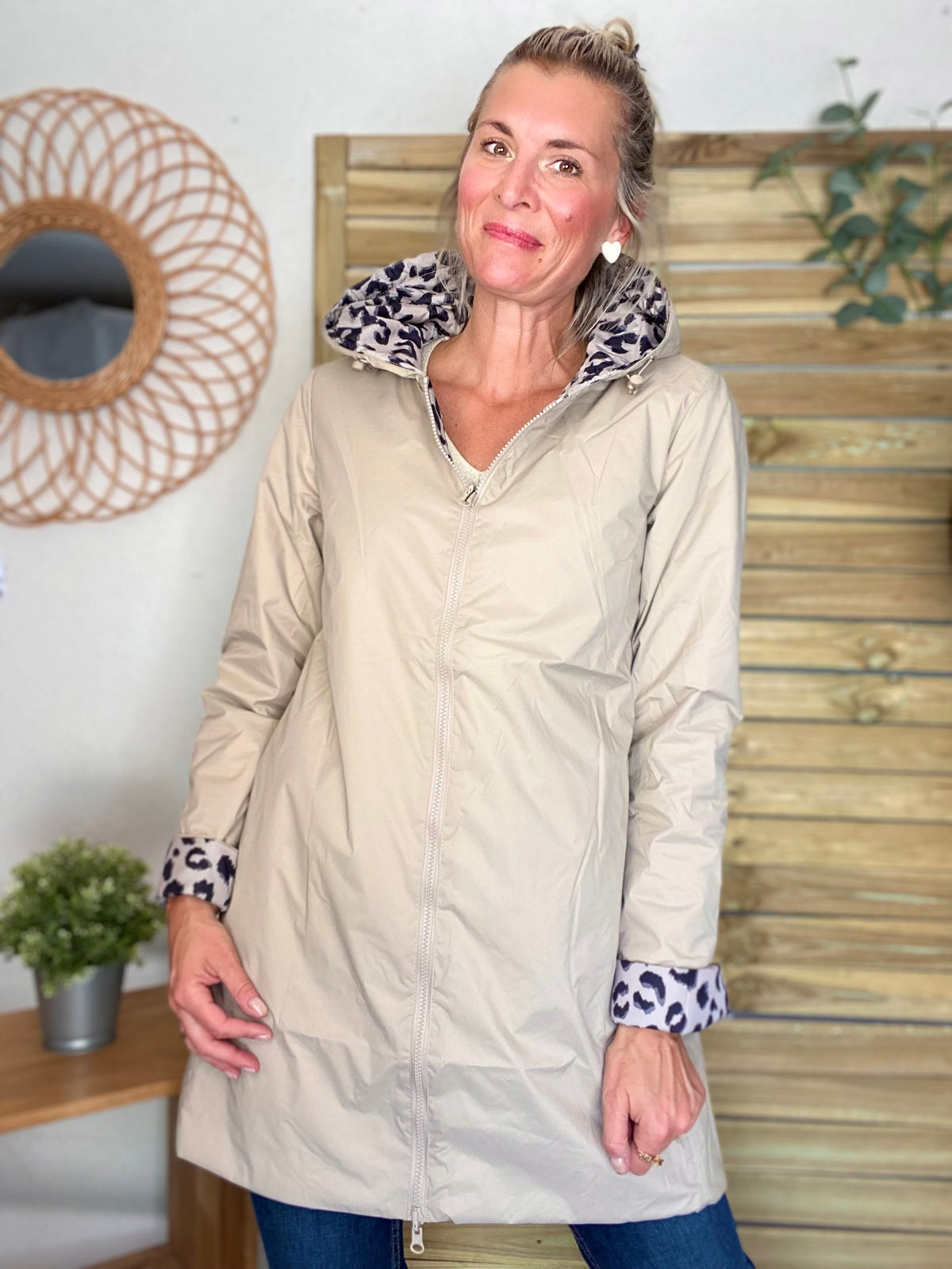 LAURA JO - Imperméable réversible rembourré LOUISON LONG - Beige / Léo