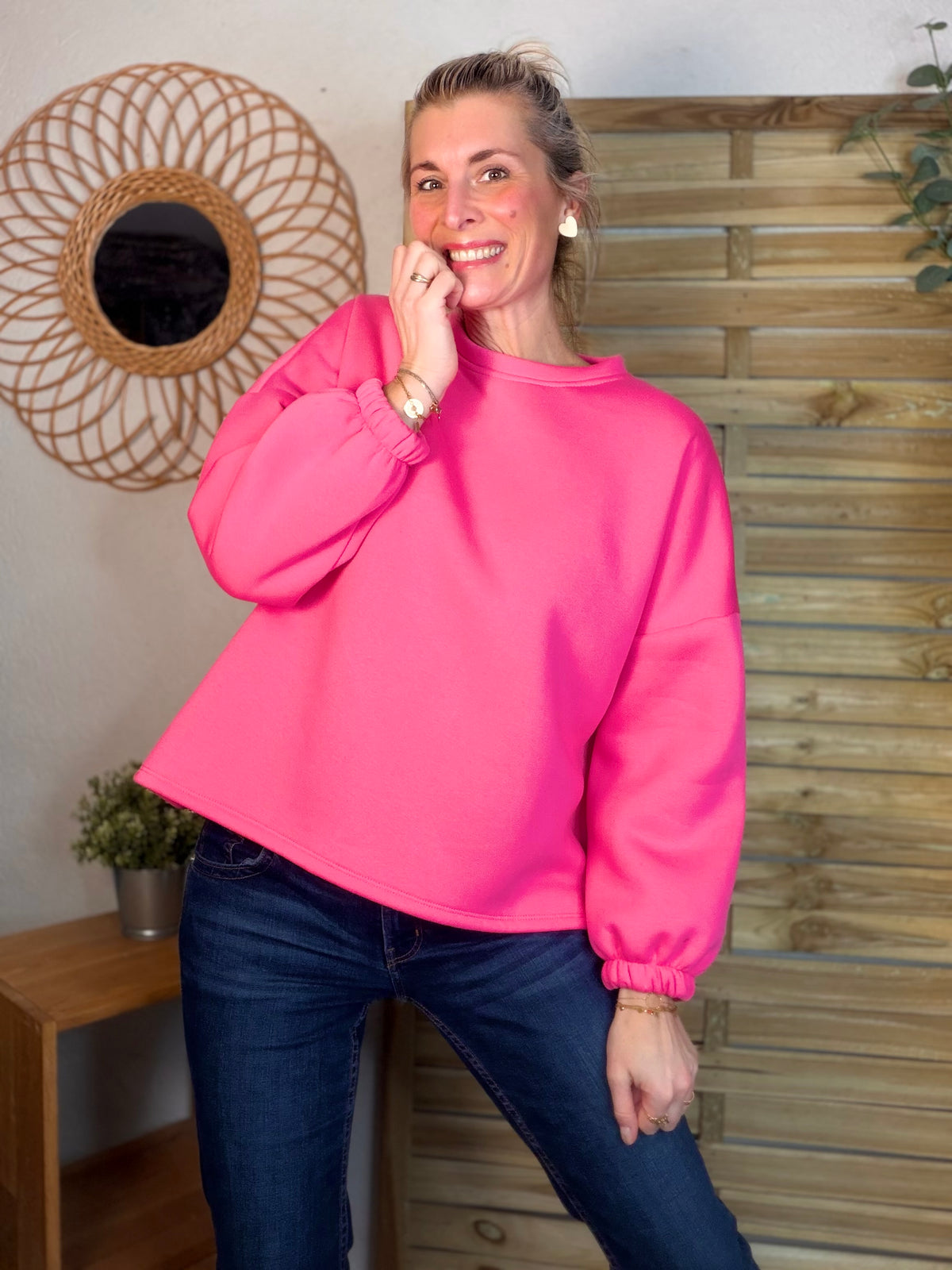 Sweat molleton oversized BISOU Rose Orange - MIKA
