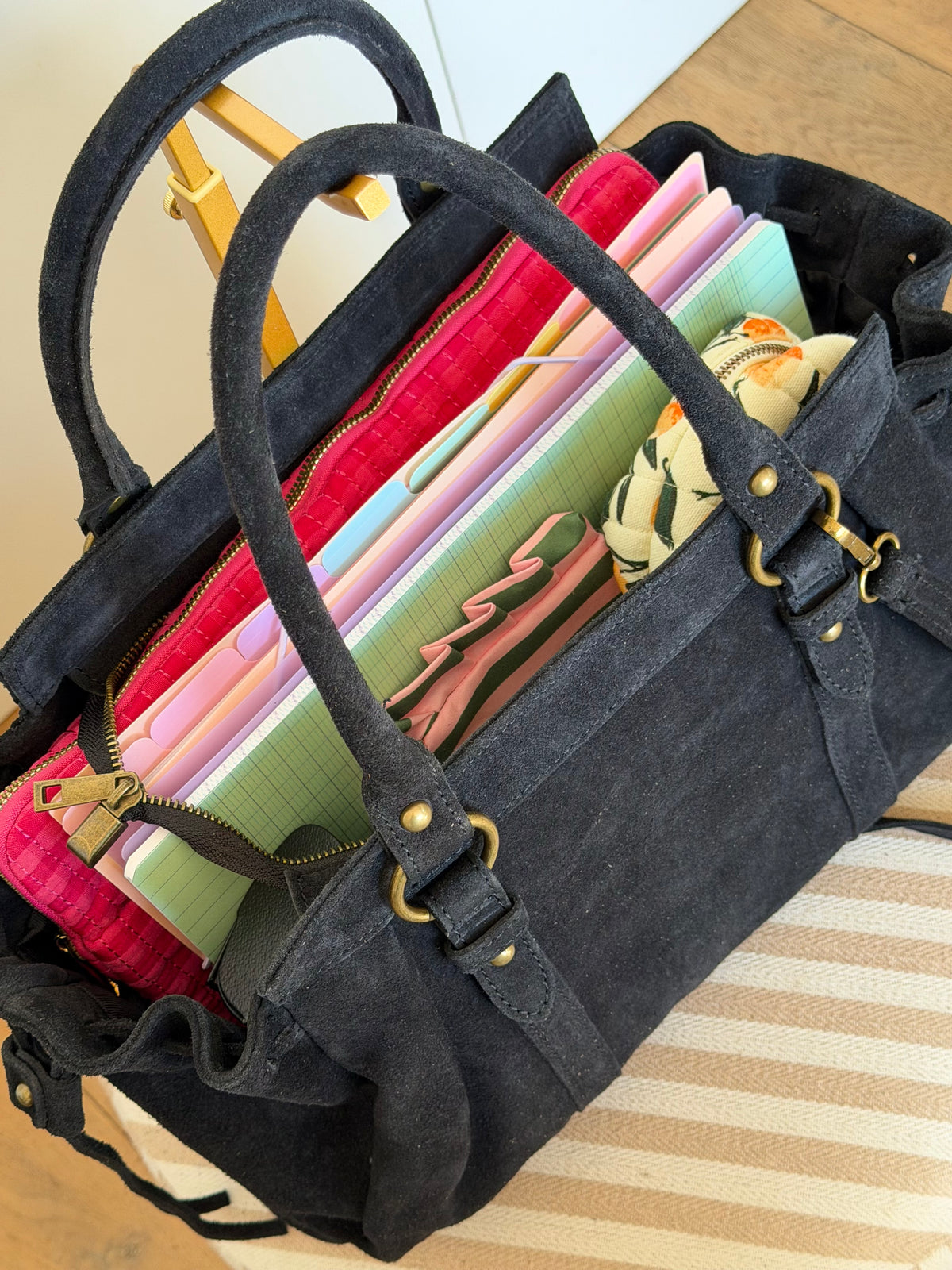 Sac cabas XL en cuir daim • PARKER Noir