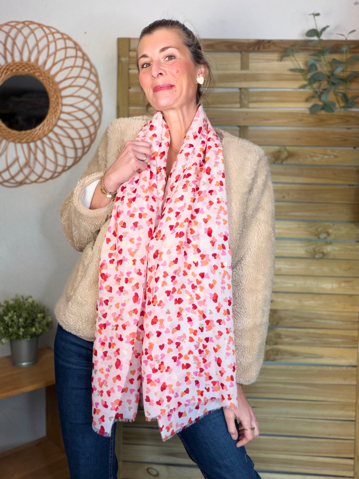 Foulard Cœurs SIGRID - Rouge Rose ❤️💛🩷
