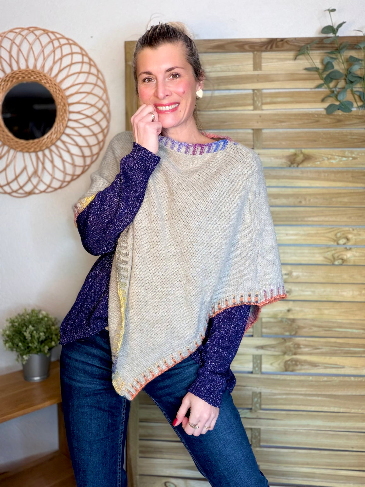 Pull maille lurex et étoile ⭐️ POLLY - Marine / Doré - FIN DE SÉRIE