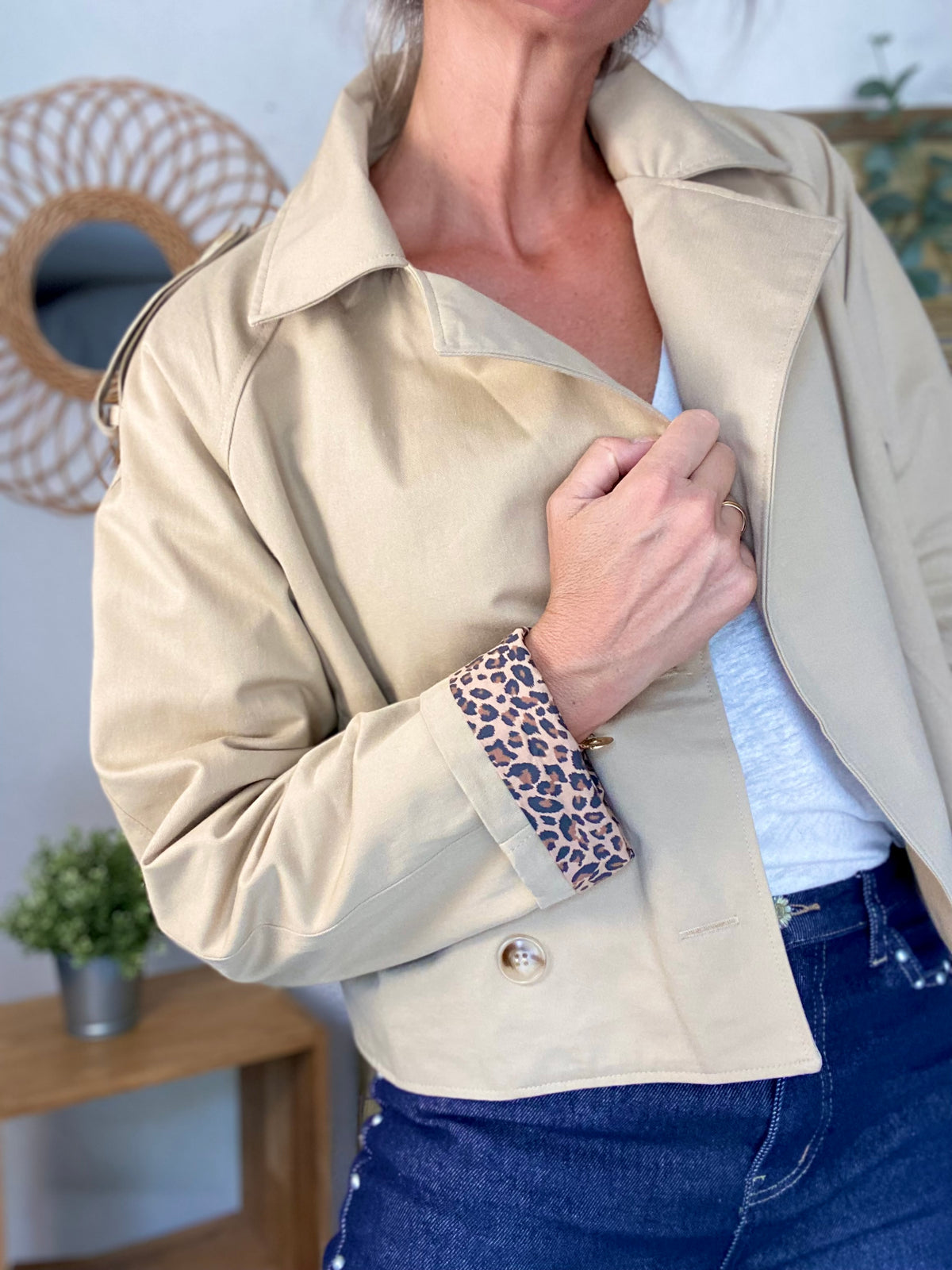 Veste Trench en coton beige avec Léo ROXANE