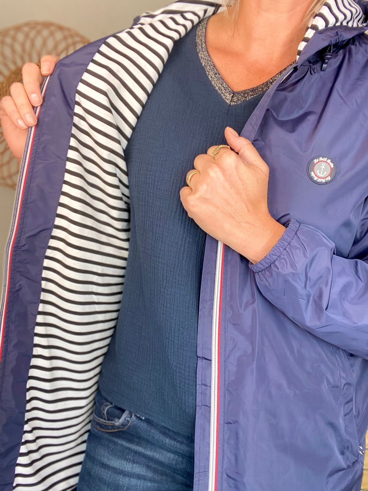 Imperméable doublé unisexe CÉLESTE - LE PETIT BRETON - Bleu Marine (taille petit) - FIN DE SÉRIE