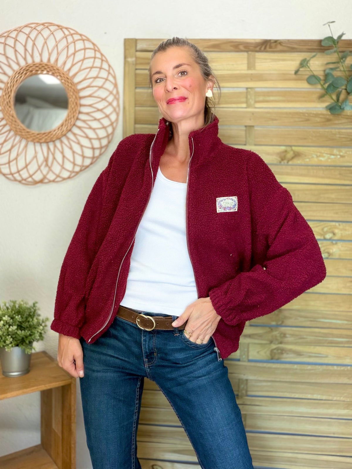 ⚡️ ARRIVAGE • Veste teddy Sherpa zippée LÉONIE Bordeaux