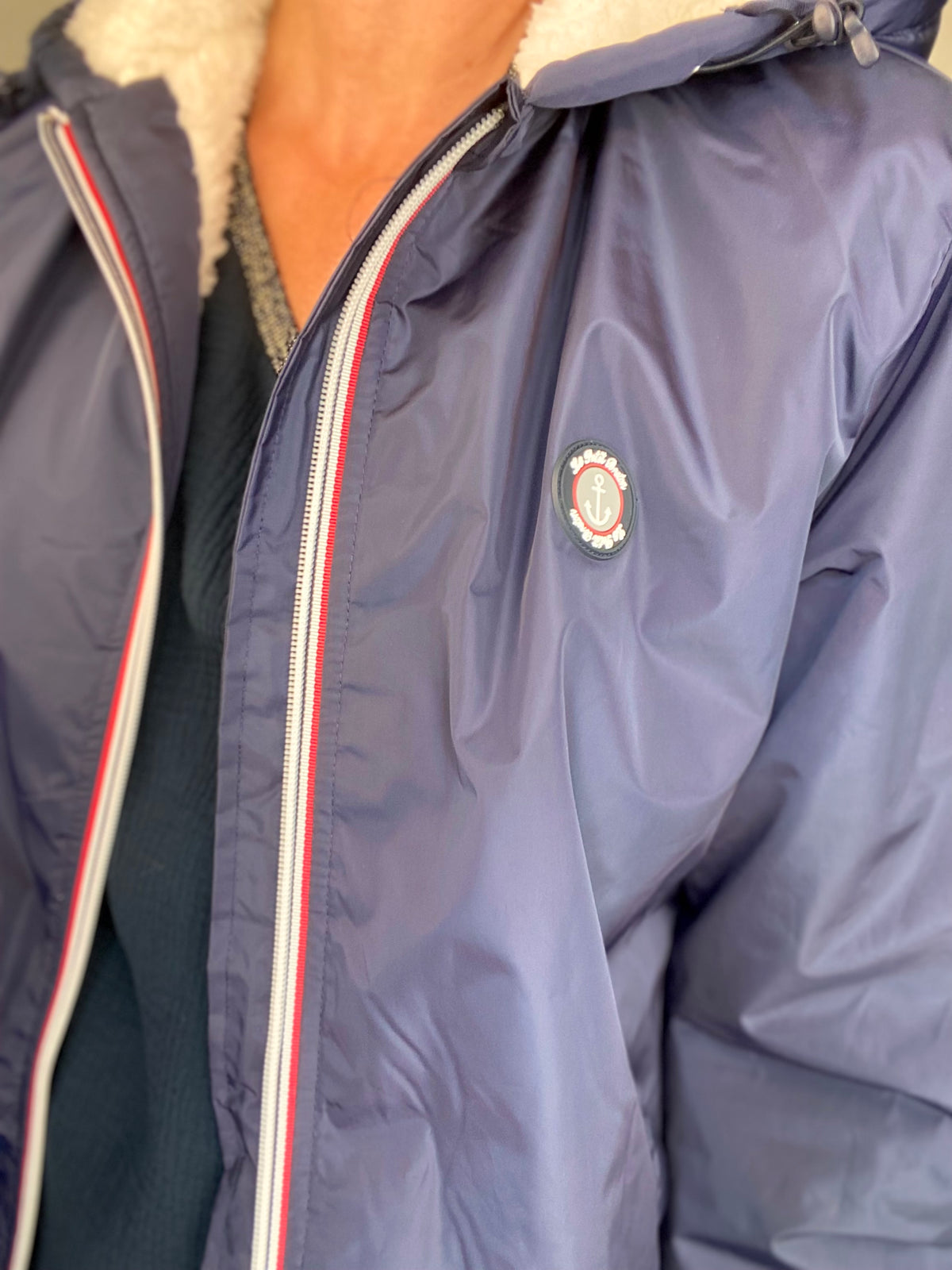 Parka Imperméable moumoute sherpa unisexe JEAN.NE - LE PETIT BRETON - Bleu Marine (Taille très grand) - FIN DE SÉRIE