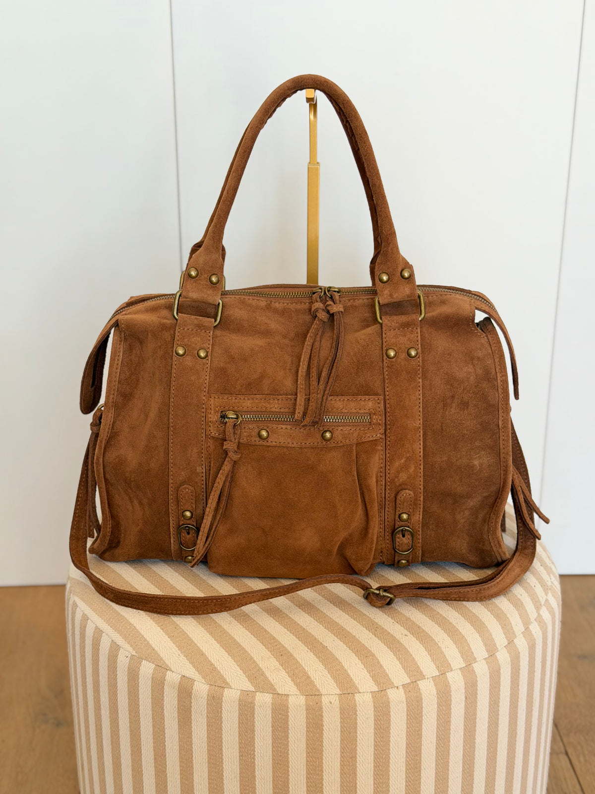 Sac cabas XL en cuir daim • HUNTER Camel