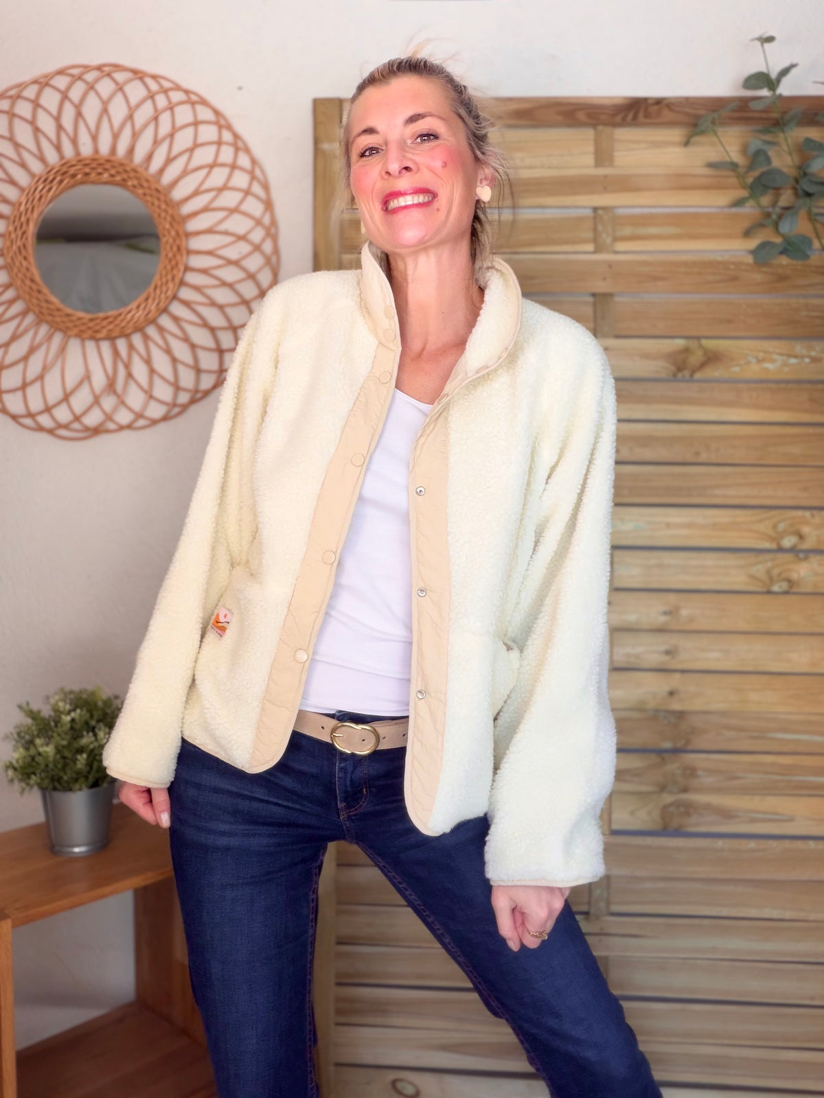 Veste matelassée réversible Sherpa AMÉLIE Beige