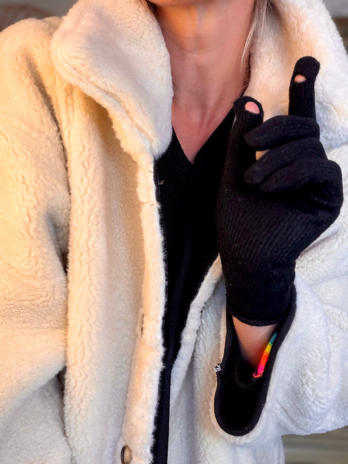 Gants CHLOÉ avec coeur doré brodé 💛 et ouverture index et pouce 👌🏼