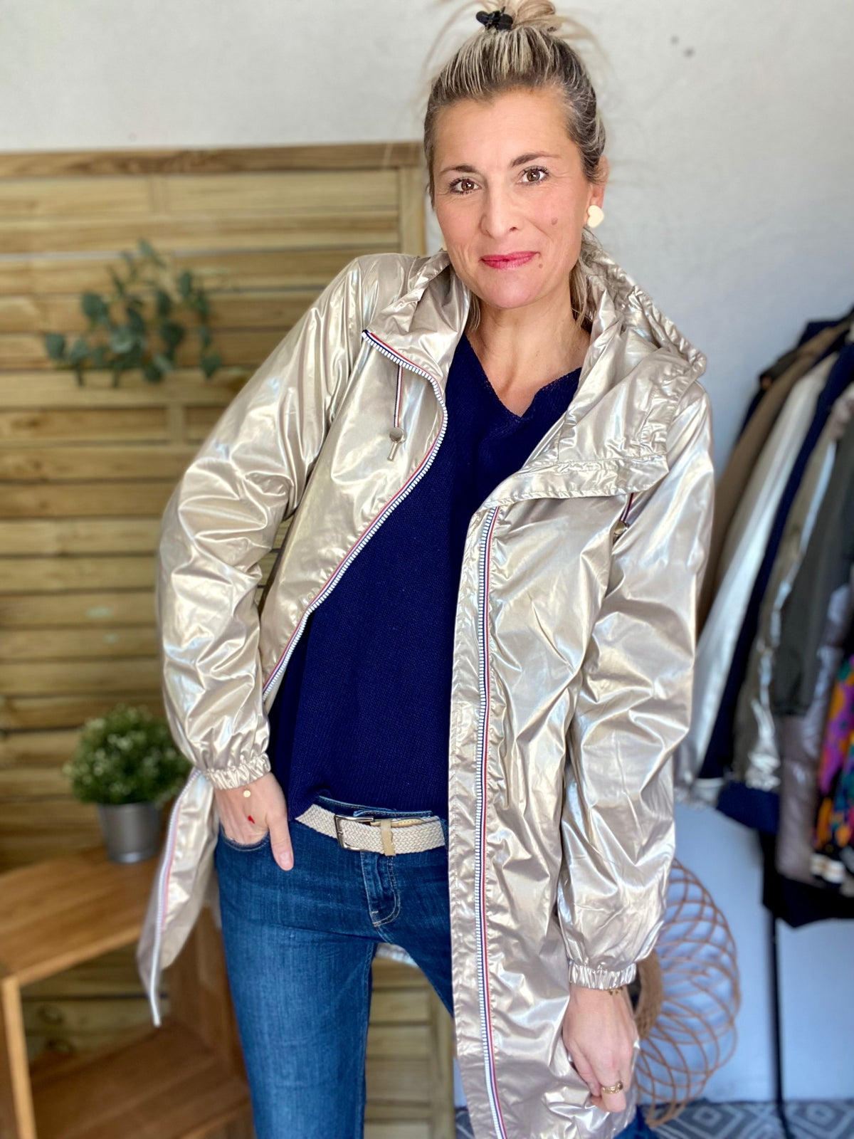Imperméable mi-saison doublé SOLINE LONG - Doré - LAURA JO - FIN DE SÉRIE