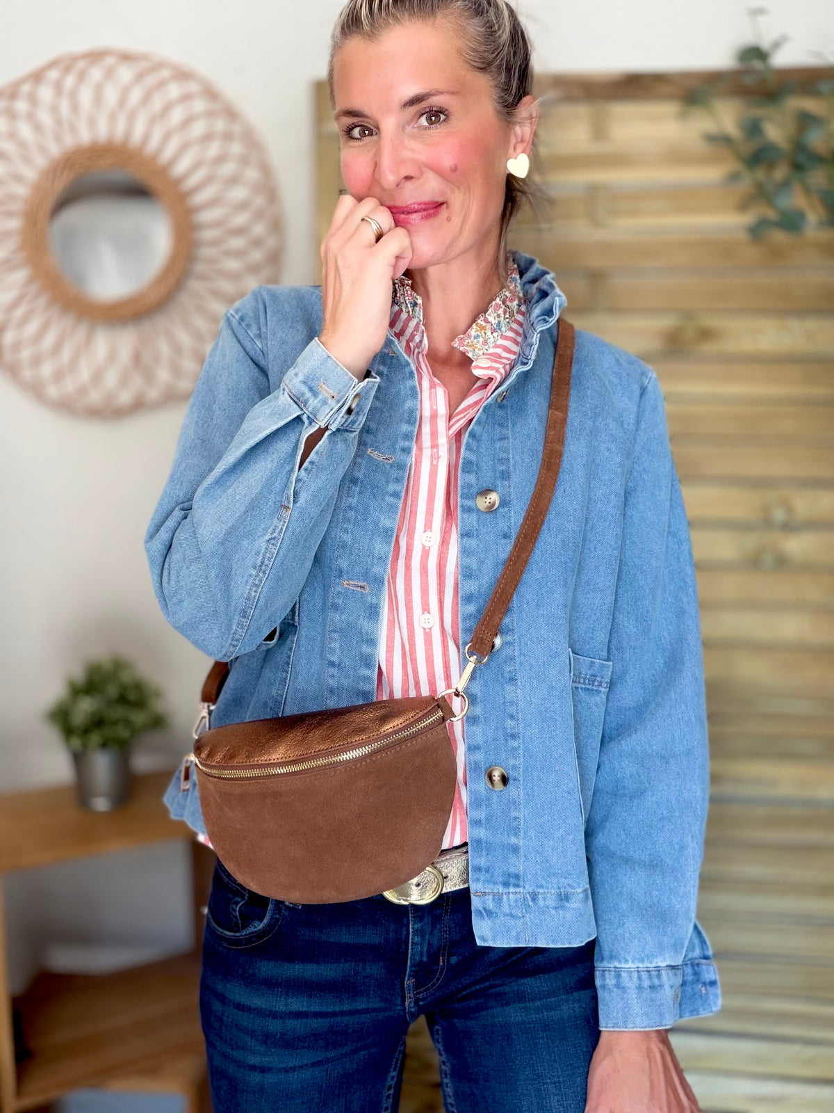 Blouse rayée, col Liberty, manches volantées CHARLINE