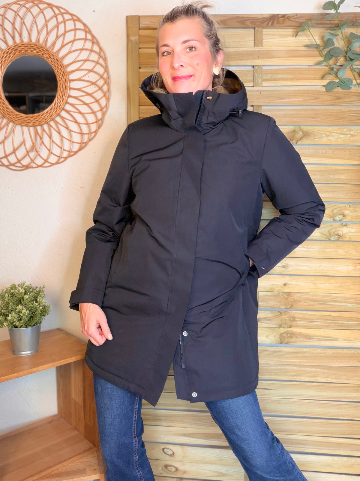 LAURA JO - Parka fourrée imperméable AMBRE LONG - Noir / Camel