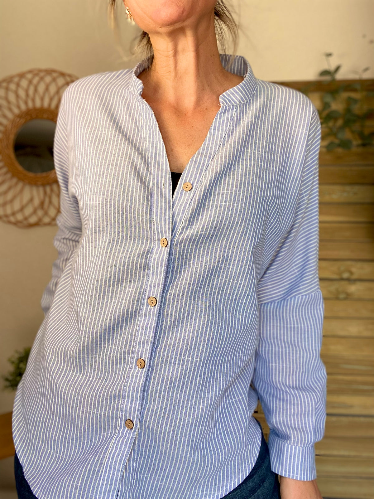 Chemise à rayures bleues (avec ou sans coeur💛)- MARGOT
