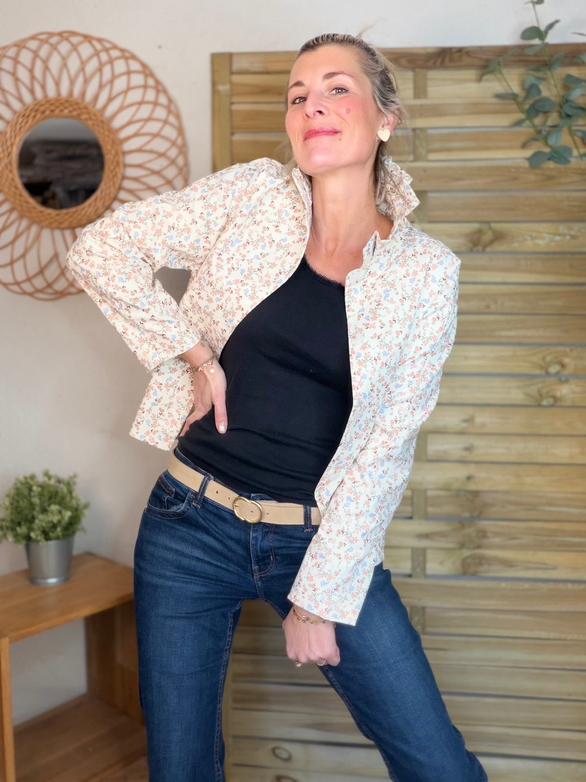 Veste col victorien NICKY Fleurie - FIN DE SÉRIE