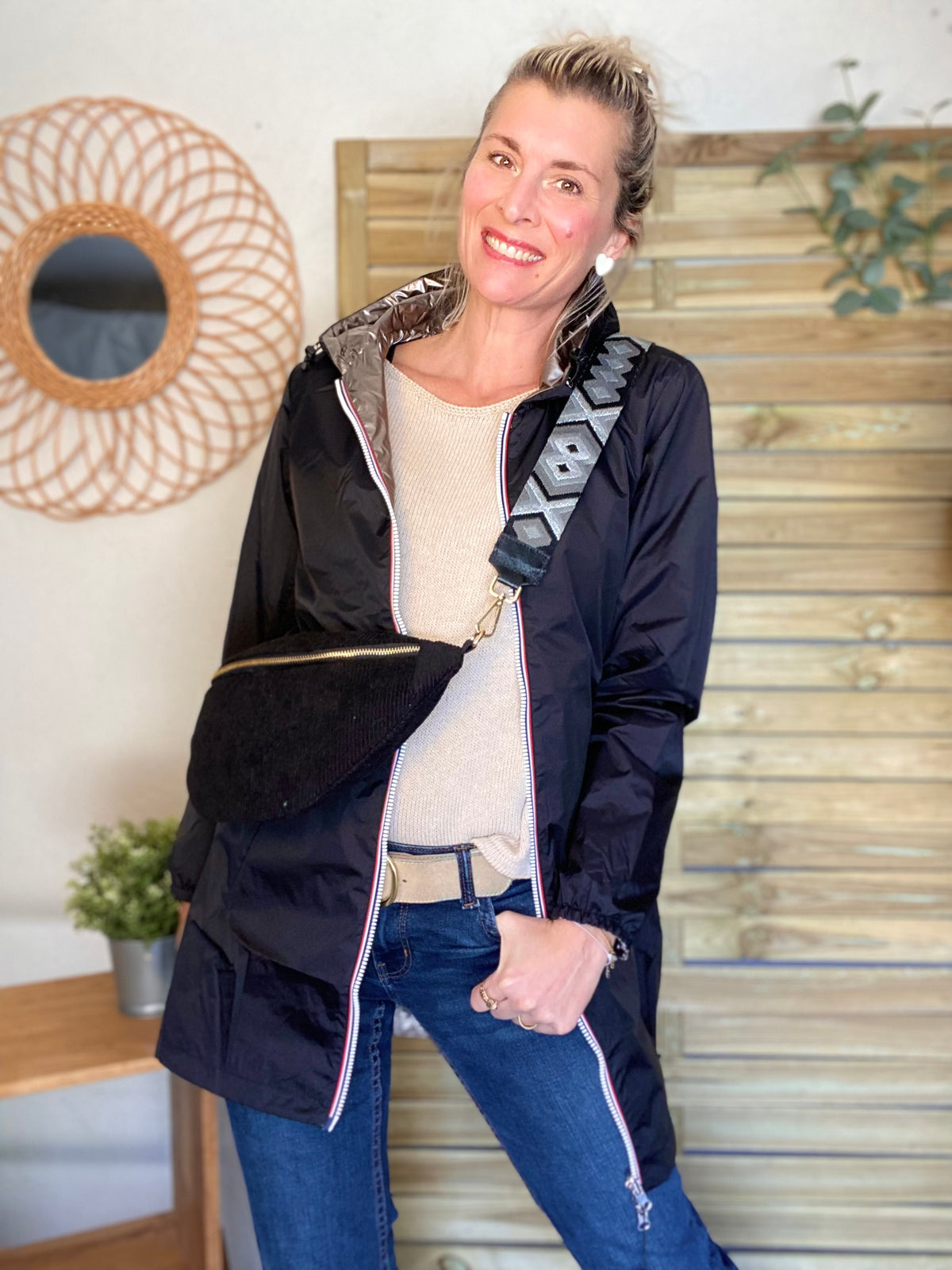 Sac banane XL velours côtelé Ciao Boum - IVY - Noir